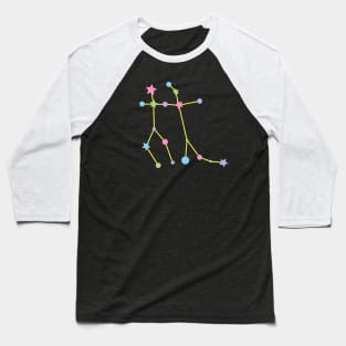 Gemini Zodiac Constellation in Rainbow Pastels - Black Baseball T-Shirt